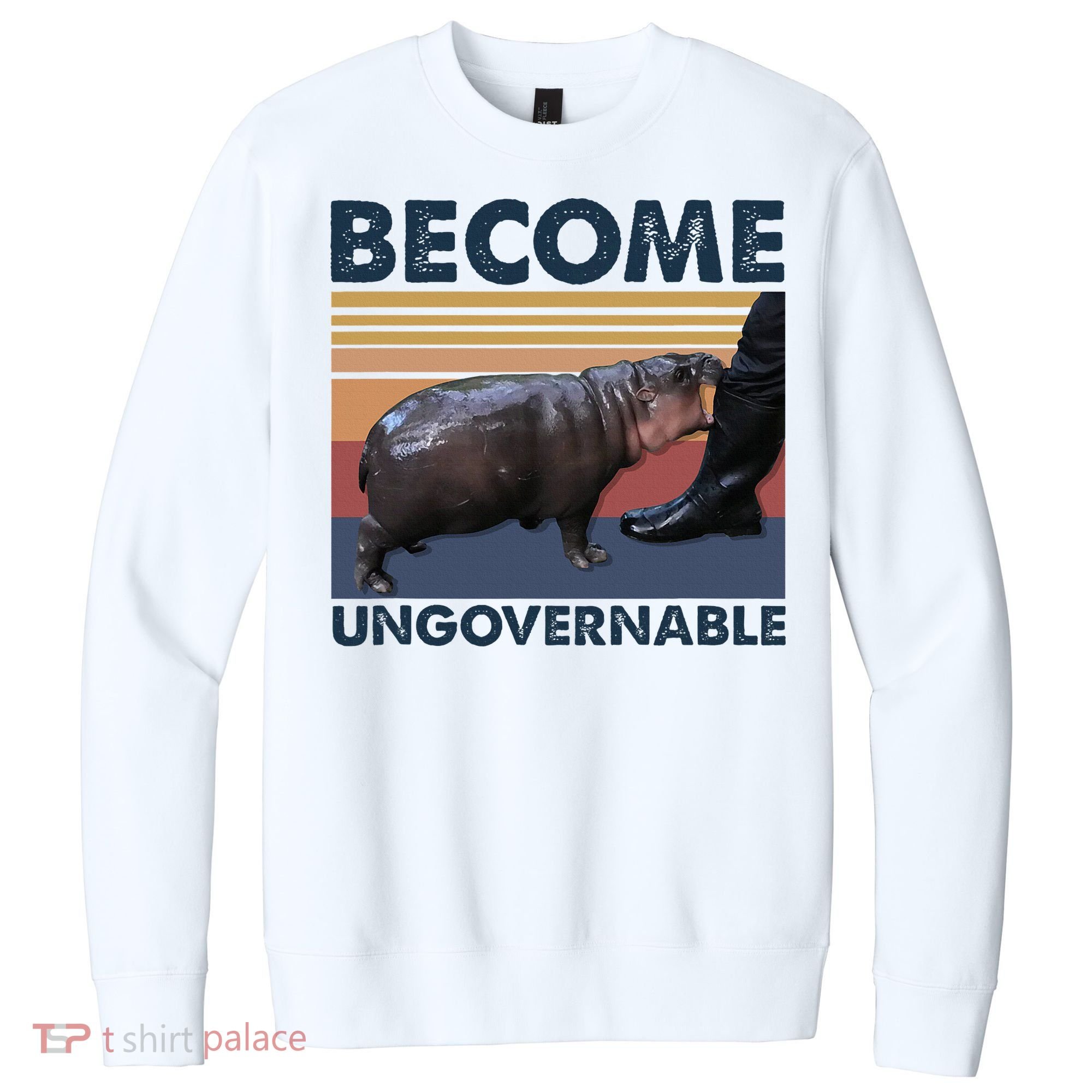 Become Ungovernable Moo Deng Cute Baby Hippo Funny Hippo V.I.T. Fleece Crew Sweatshirt