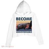 Become Ungovernable Moo Deng Cute Baby Hippo Funny Hippo Crop Fleece Hoodie thumb 0