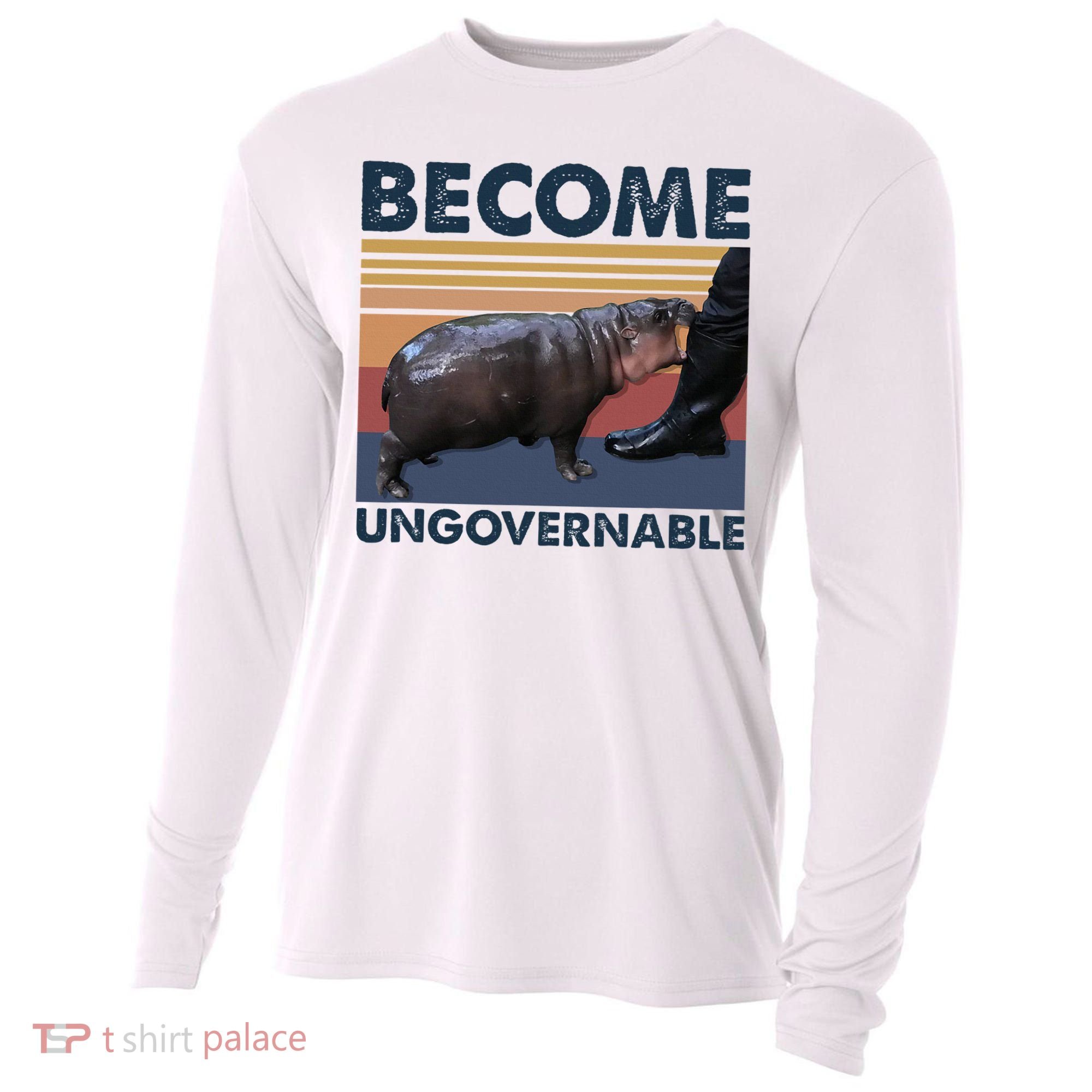 Become Ungovernable Moo Deng Cute Baby Hippo Funny Hippo Cooling Performance Long Sleeve Crew