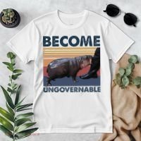 Become Ungovernable Moo Deng Cute Baby Hippo Funny Hippo Premium T-Shirt thumb 2