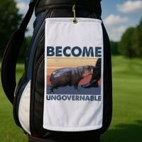 Become Ungovernable Moo Deng Cute Baby Hippo Funny Hippo Golf Towel thumb 2