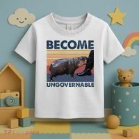 Become Ungovernable Moo Deng Cute Baby Hippo Funny Hippo Toddler T-Shirt thumb 3