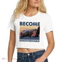 Become Ungovernable Moo Deng Cute Baby Hippo Funny Hippo Women's Crop Top Tee thumb 2