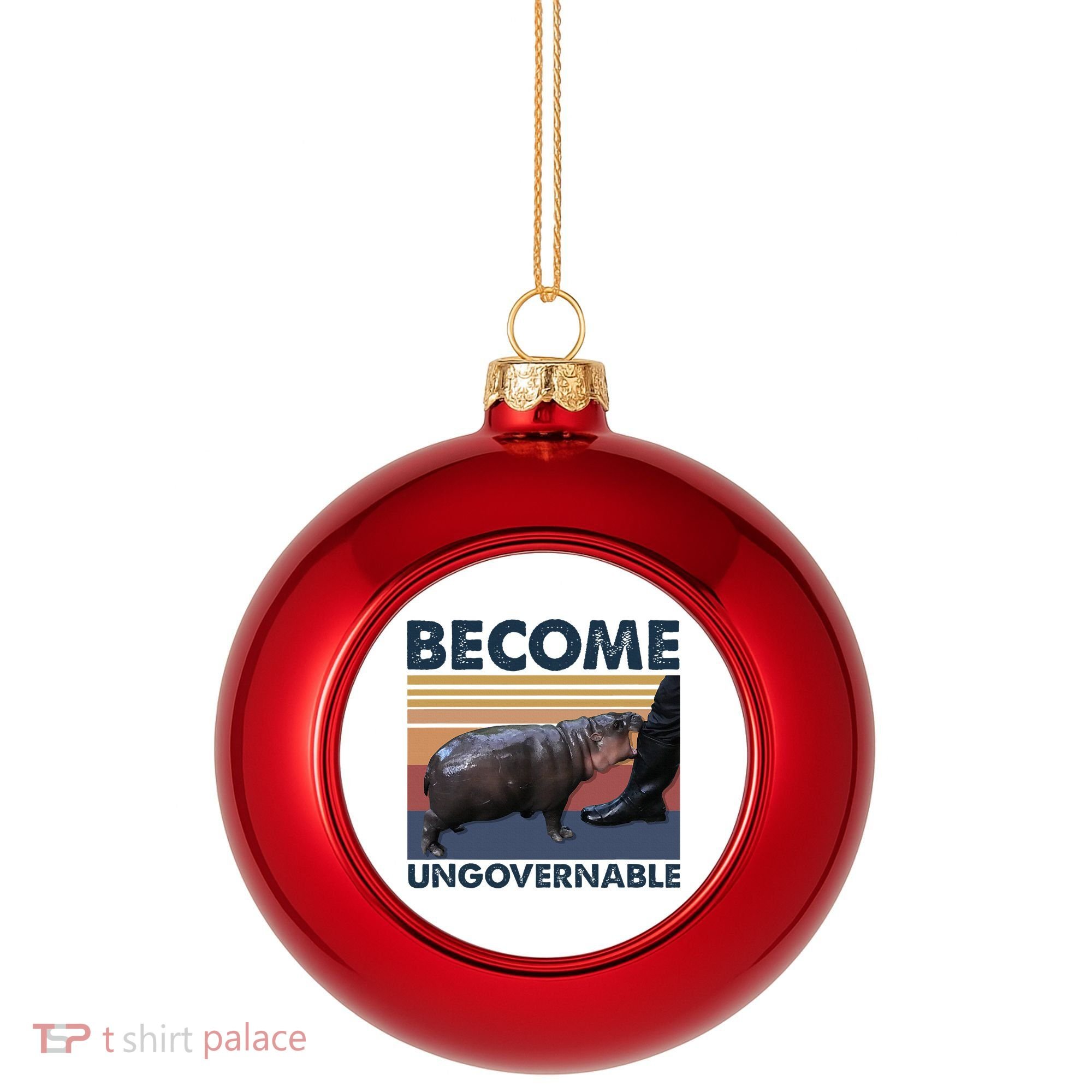 Become Ungovernable Moo Deng Cute Baby Hippo Funny Hippo Plastic Christmas Ball Ornament