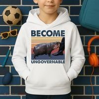 Become Ungovernable Moo Deng Cute Baby Hippo Funny Hippo Kids Hoodie thumb 2