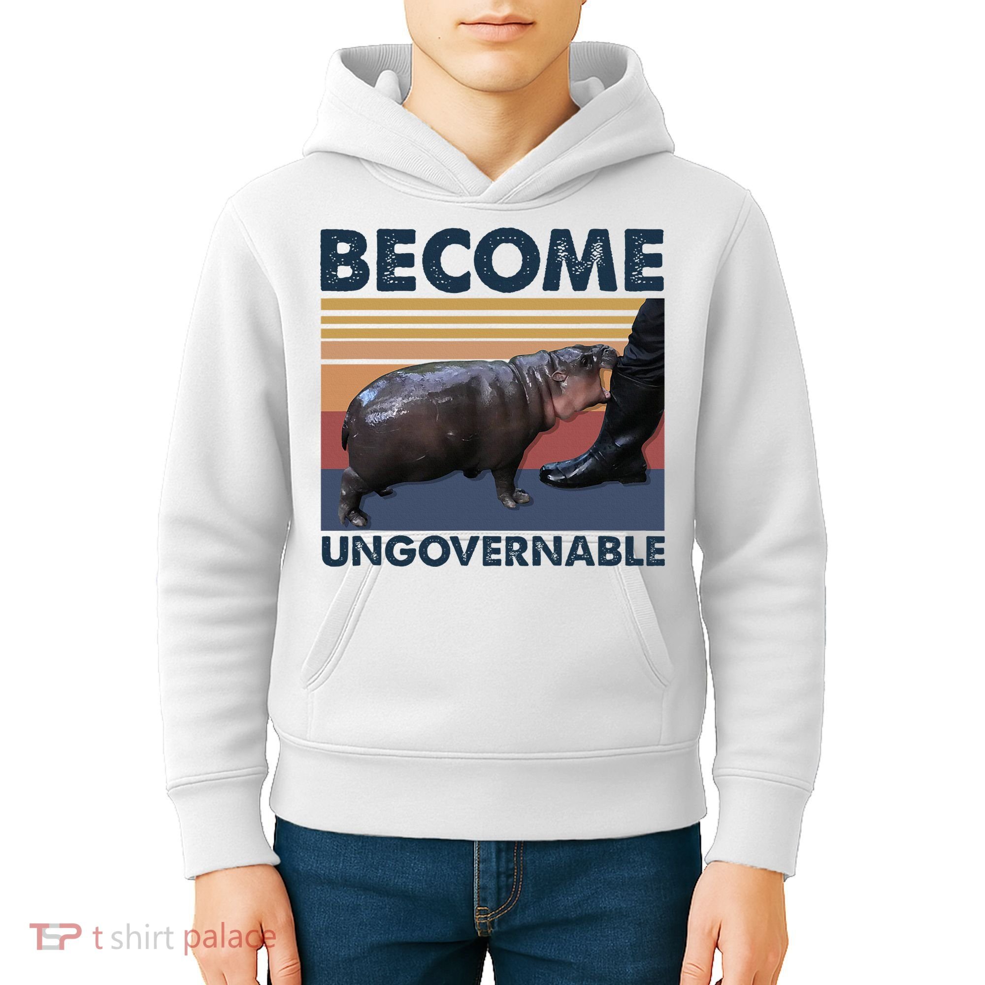 Become Ungovernable Moo Deng Cute Baby Hippo Funny Hippo Kids Hoodie