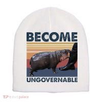 Become Ungovernable Moo Deng Cute Baby Hippo Funny Hippo Short Acrylic Beanie thumb 0