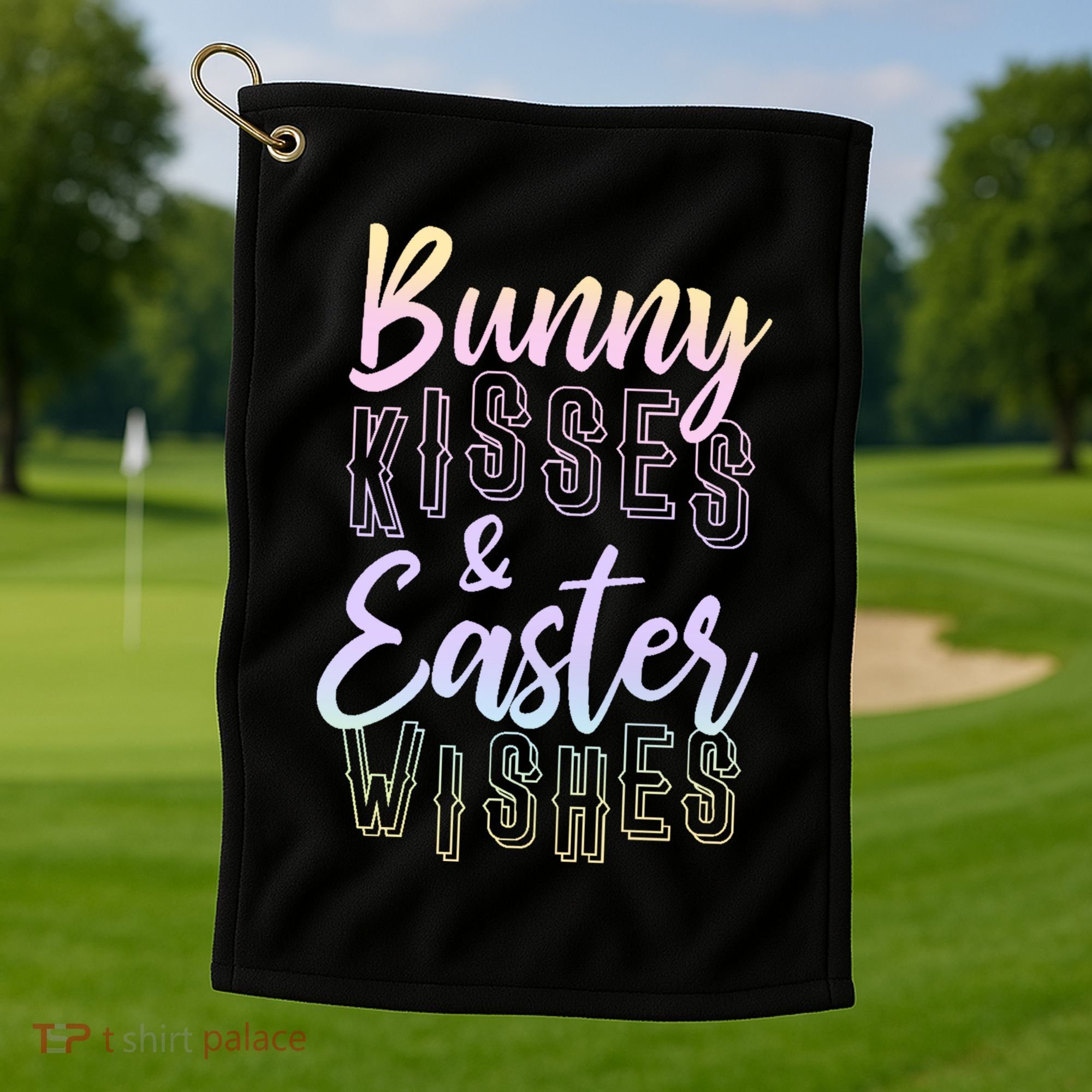 Bunny Kiss And Easter Wishes Cute Golf Towel