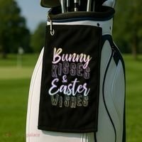 Bunny Kiss And Easter Wishes Cute Golf Towel thumb 2