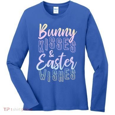 Bunny Kiss And Easter Wishes Cute Women's Long Sleeve Shirt