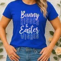 Bunny Kiss And Easter Wishes Cute Women's T-Shirt thumb 2