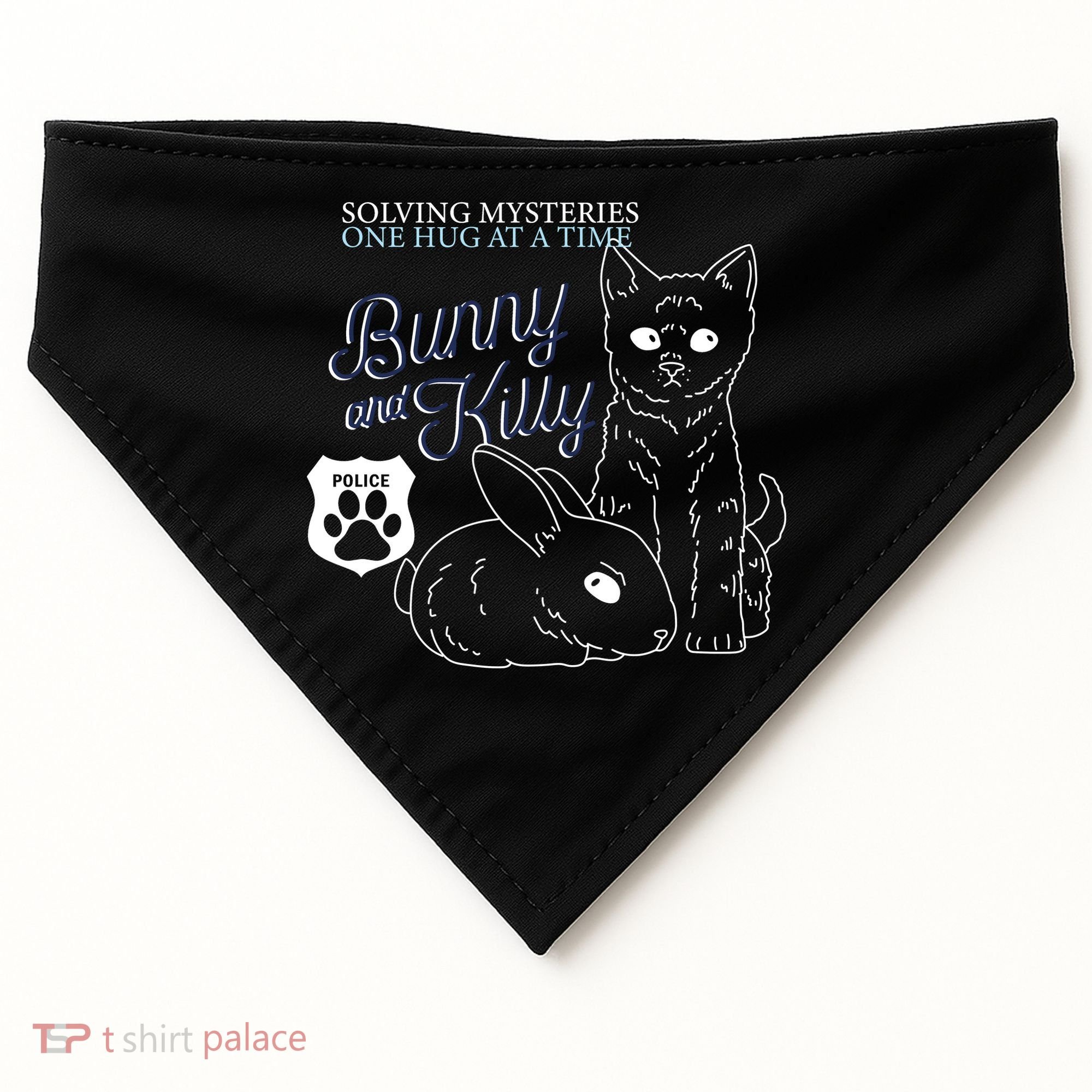 Bunny Kitty Police Solving Mysteries One Hug At A Time USA-Made Doggie Bandana