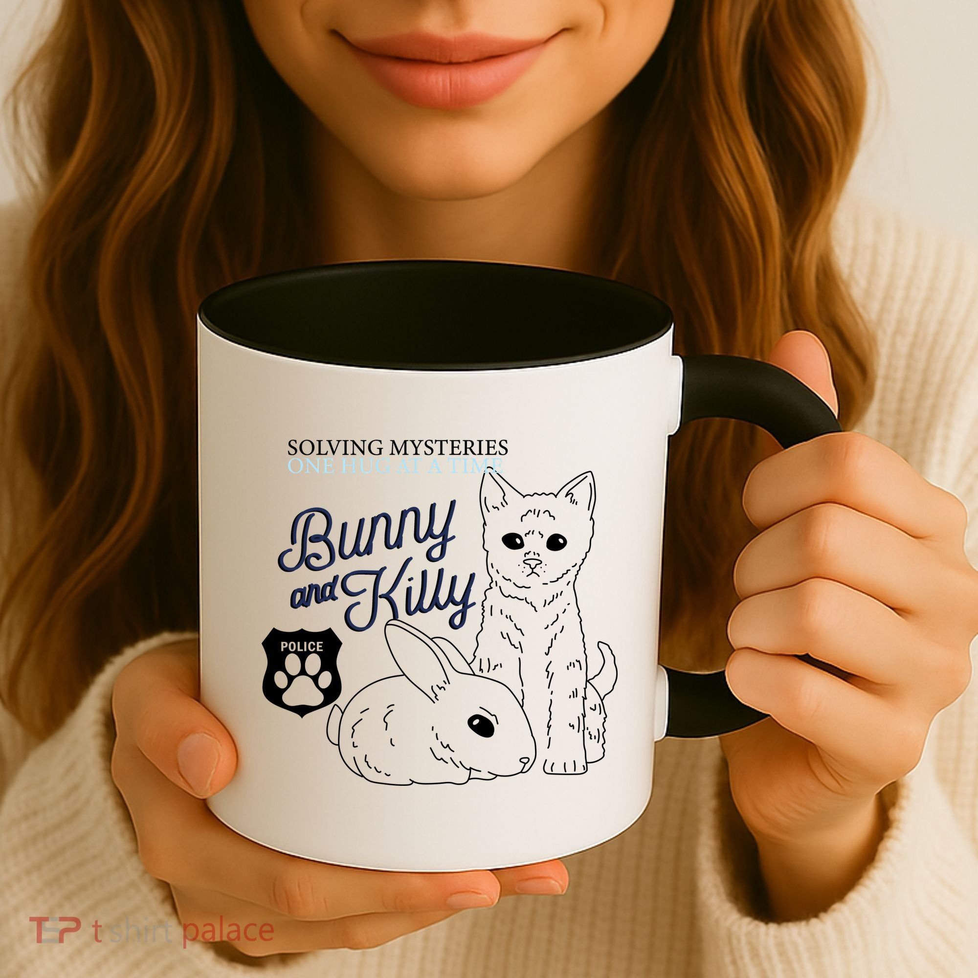 Bunny Kitty Police Solving Mysteries One Hug At A Time Coffee Mug