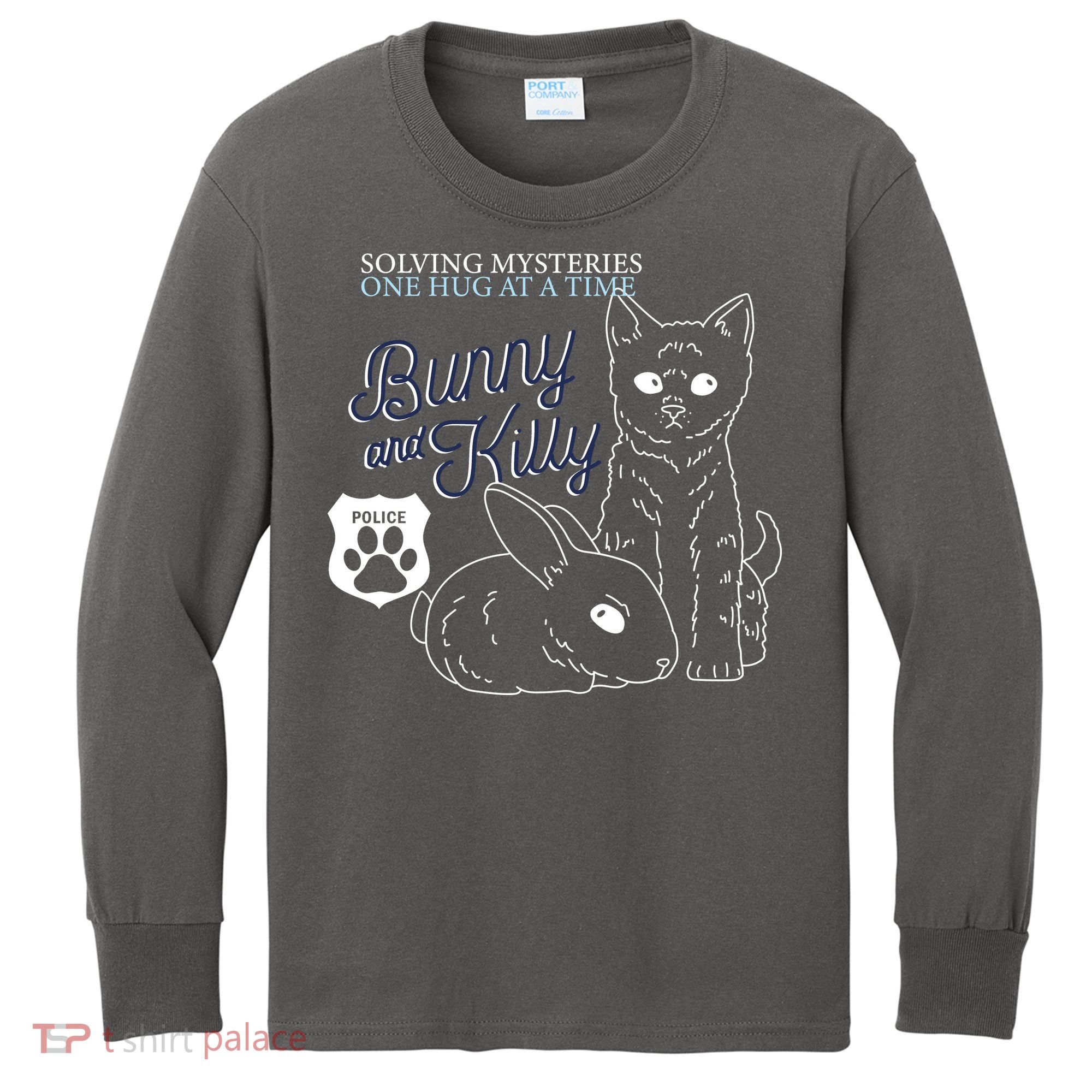 Bunny Kitty Police Solving Mysteries One Hug At A Time Kids Long Sleeve Shirt