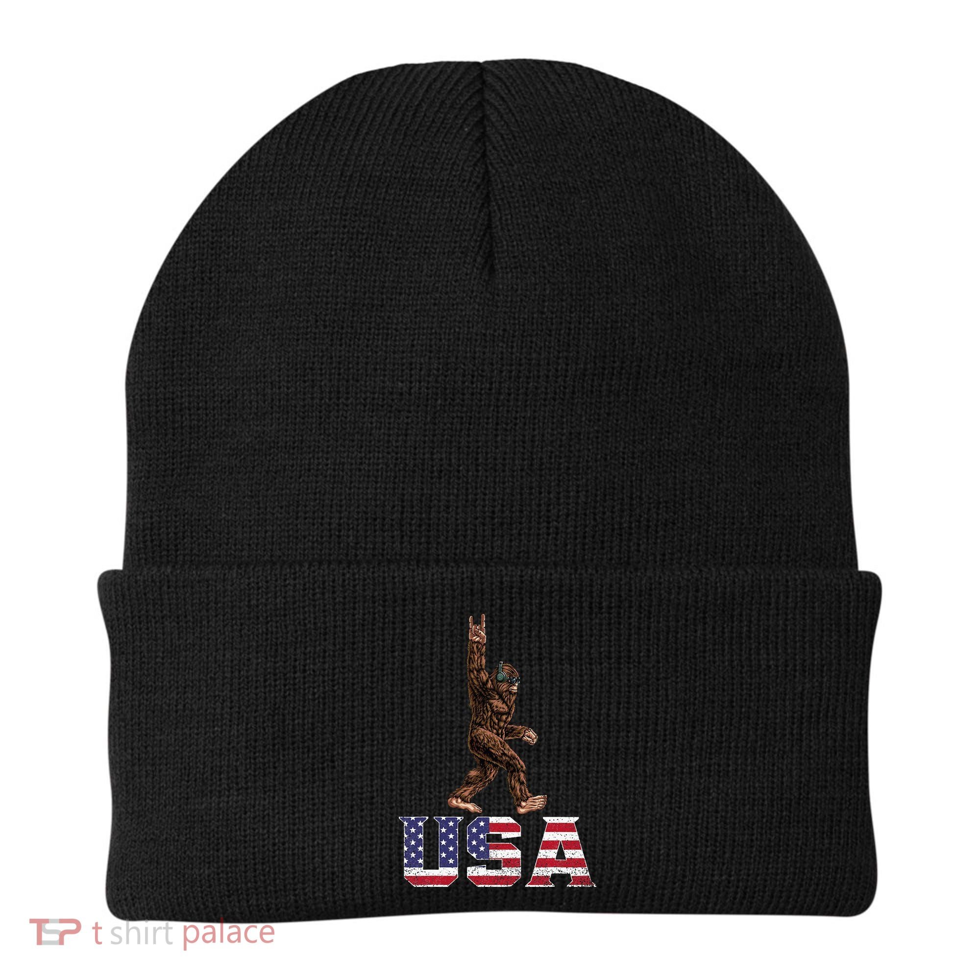 Bigfoot Usa Patriotic For Sasquatch Rock On Beanie