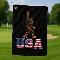 Bigfoot Usa Patriotic For Sasquatch Rock On Golf Towel thumb 1