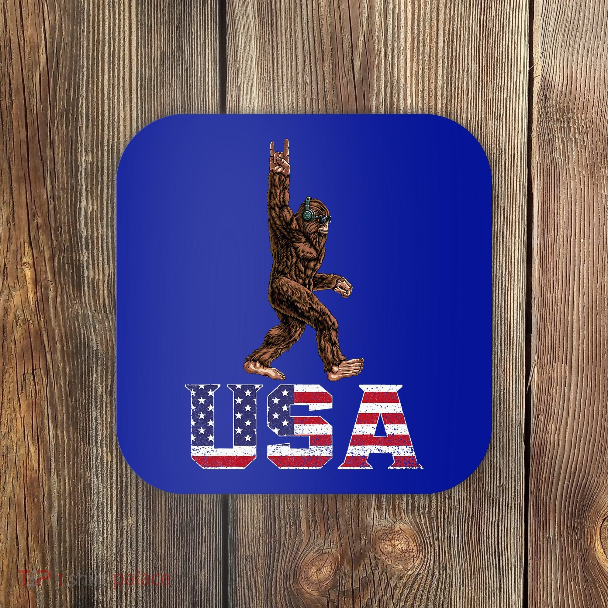 Bigfoot Usa Patriotic For Sasquatch Rock On Coaster