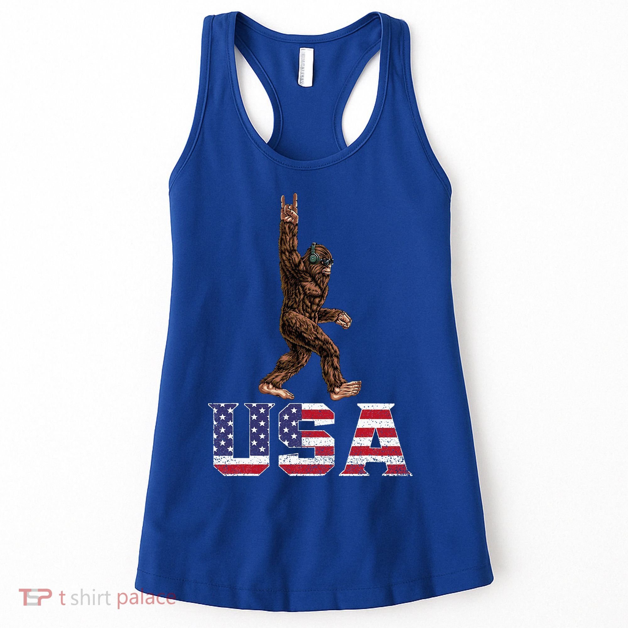 Bigfoot Usa Patriotic For Sasquatch Rock On Women's Tank Top