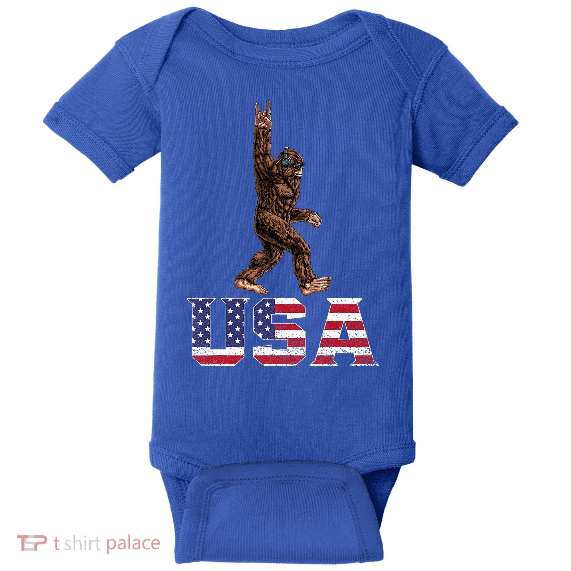 Bigfoot Usa Patriotic For Sasquatch Rock On Baby Bodysuit