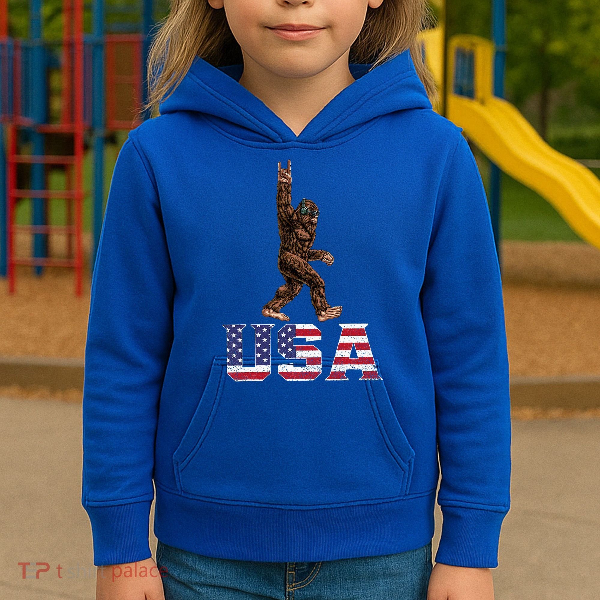 Bigfoot Usa Patriotic For Sasquatch Rock On Kids Hoodie