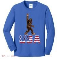 Bigfoot Usa Patriotic For Sasquatch Rock On Kids Long Sleeve Shirt thumb 0