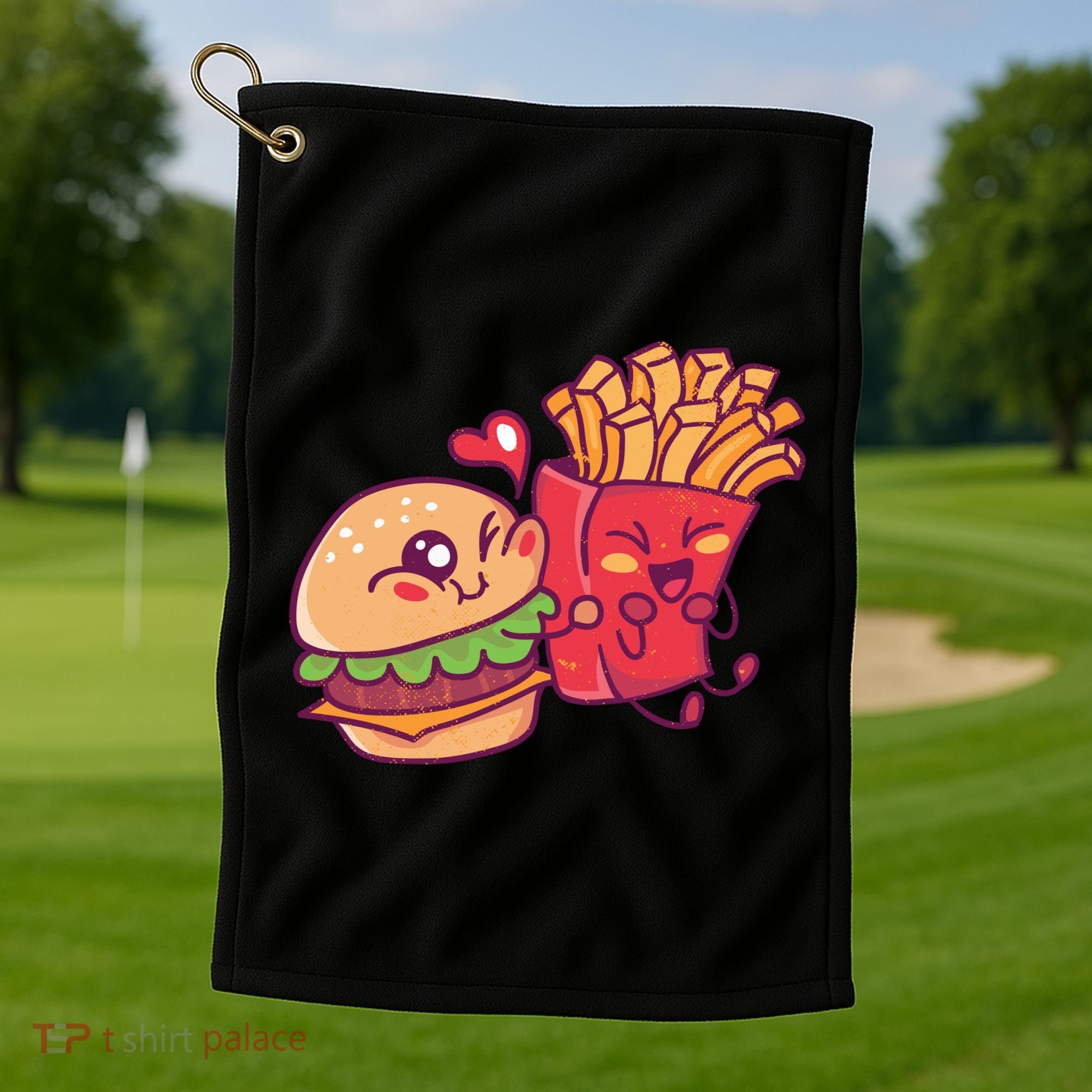 Burger Loves Fries Golf Towel