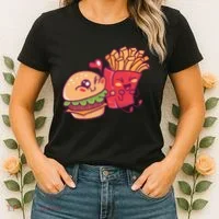 Burger Loves Fries Women's T-Shirt thumb 2