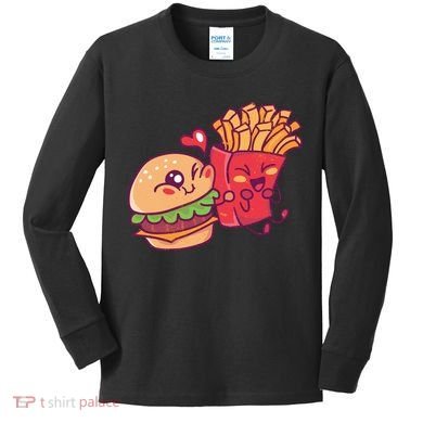 Burger Loves Fries Kids Long Sleeve Shirt