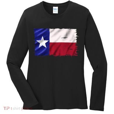 Burlap Vintage Texas Flag Women's Long Sleeve Shirt