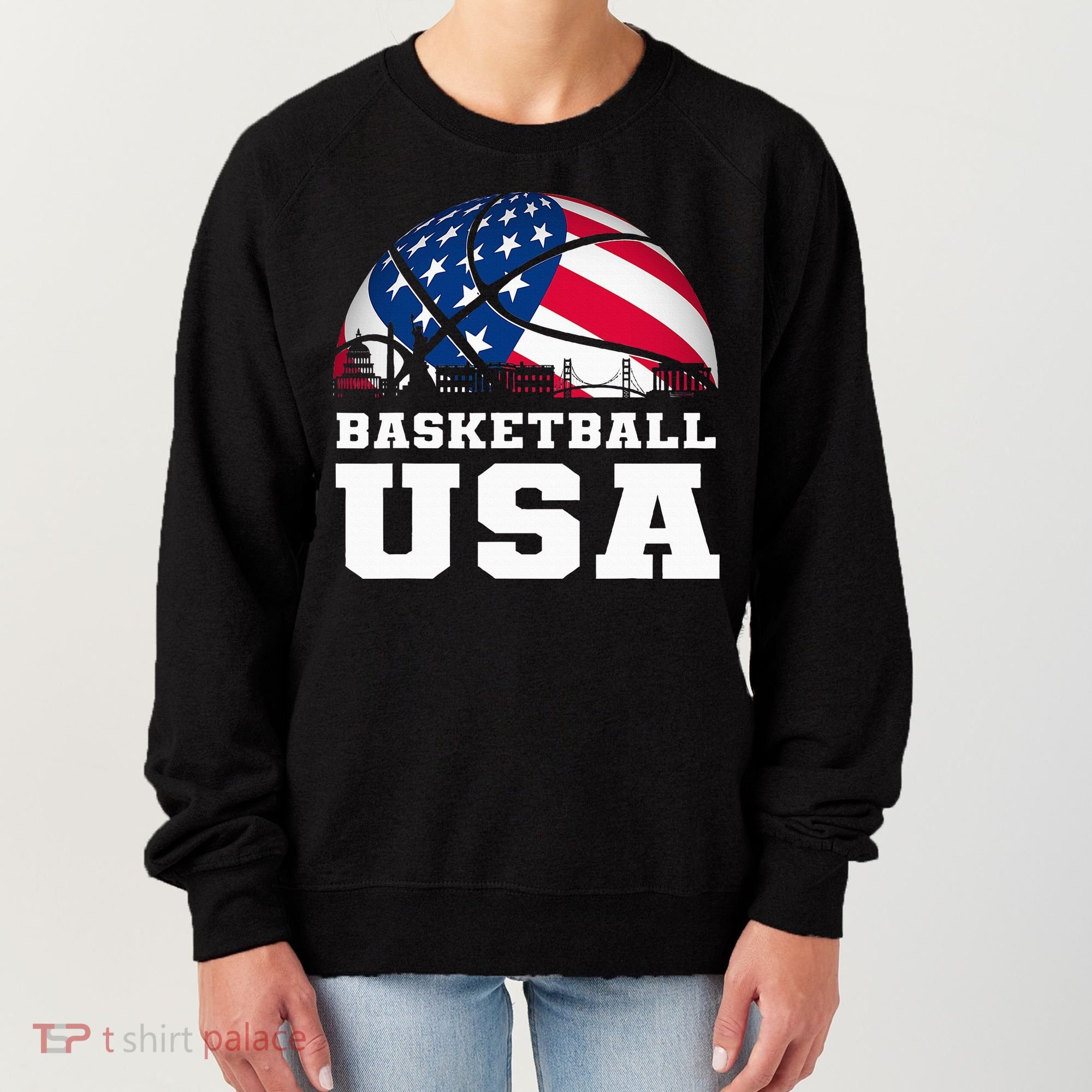 Basketball Usa Support The T.E.A.M U.S.A Flag Dream Women's Sweatshirt