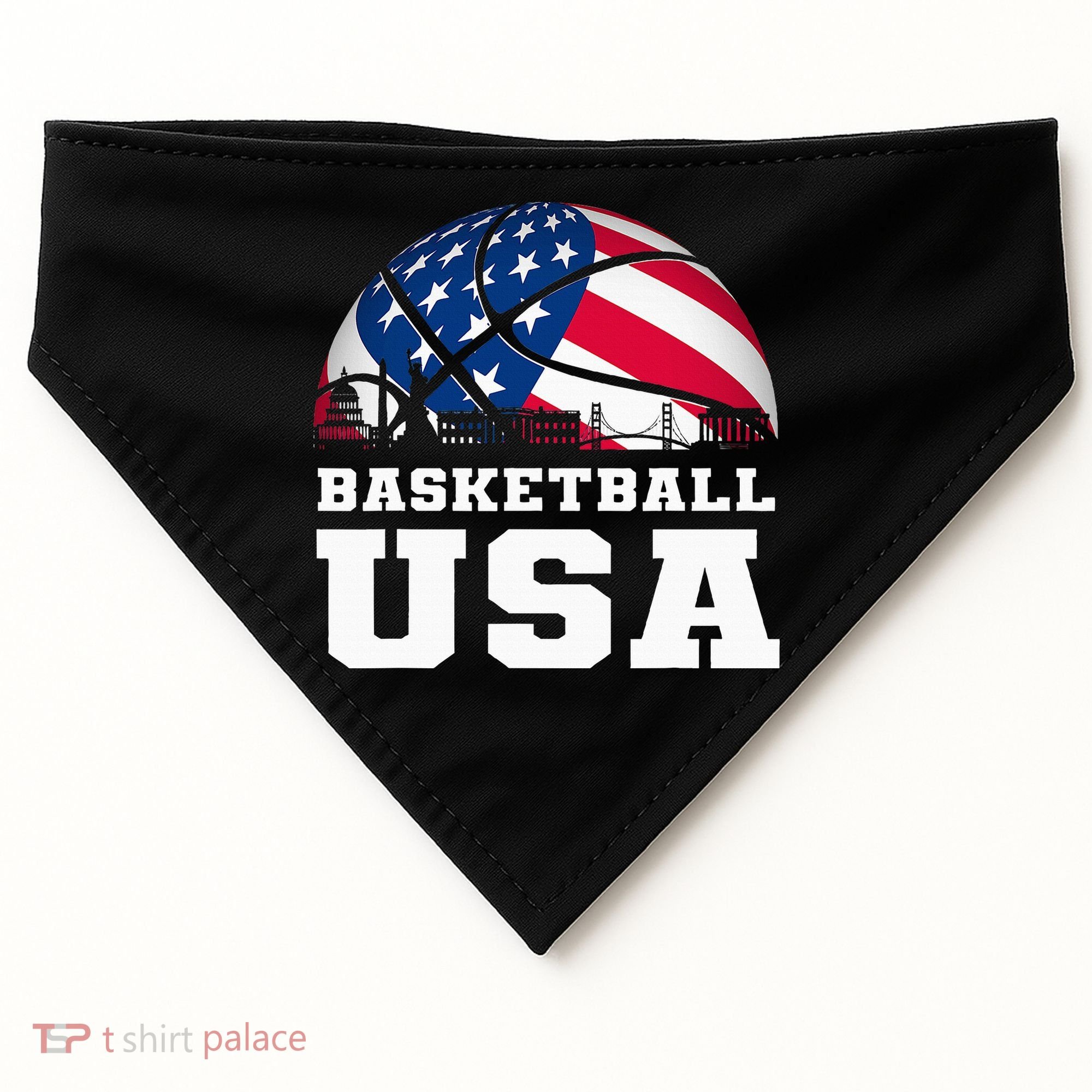 Basketball Usa Support The T.E.A.M U.S.A Flag Dream USA-Made Doggie Bandana