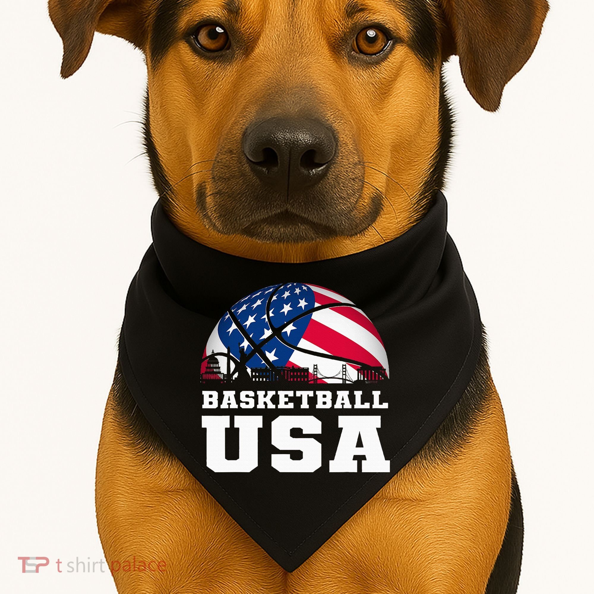 Basketball Usa Support The T.E.A.M U.S.A Flag Dream USA-Made Doggie Bandana