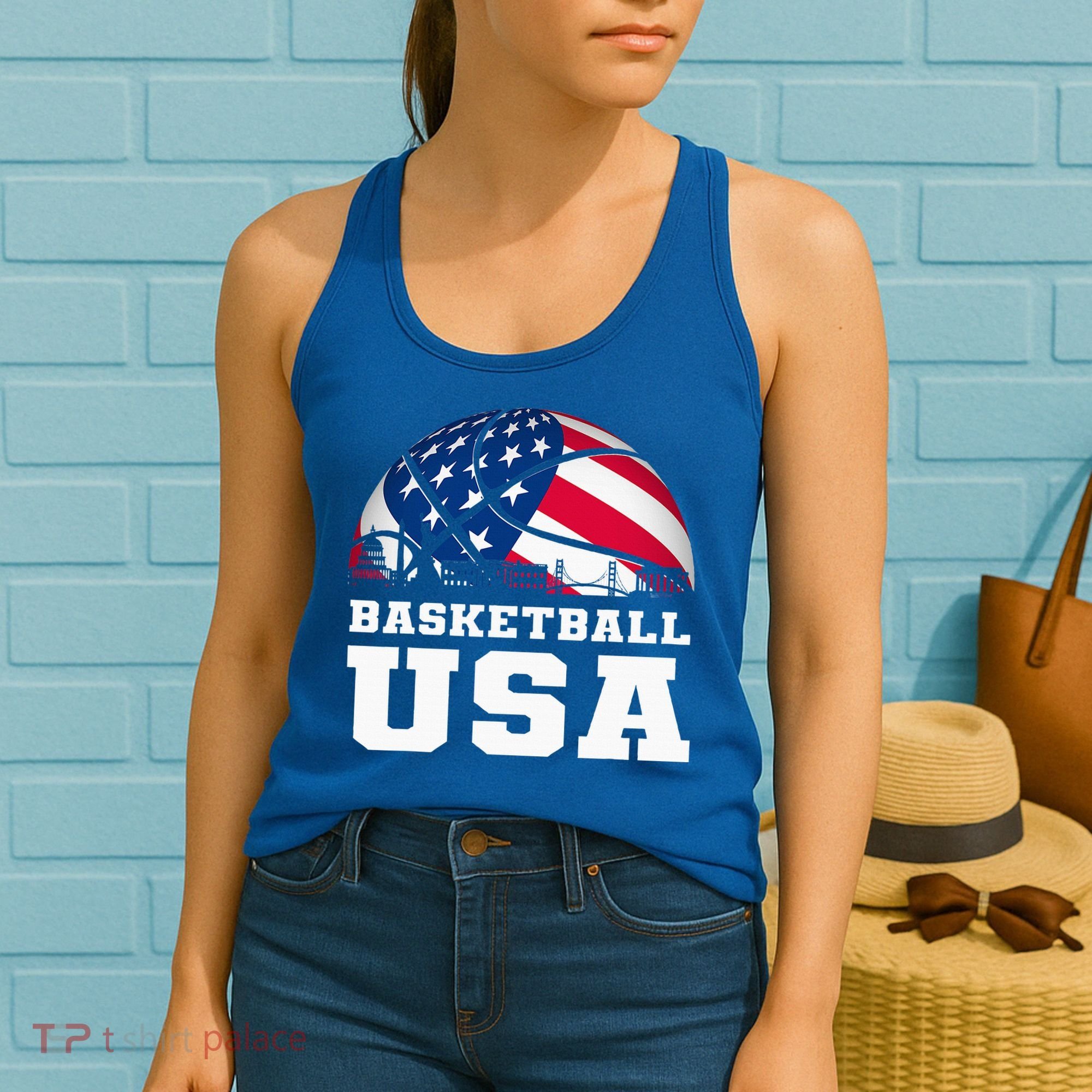 Basketball Usa Support The T.E.A.M U.S.A Flag Dream Women's Tank Top