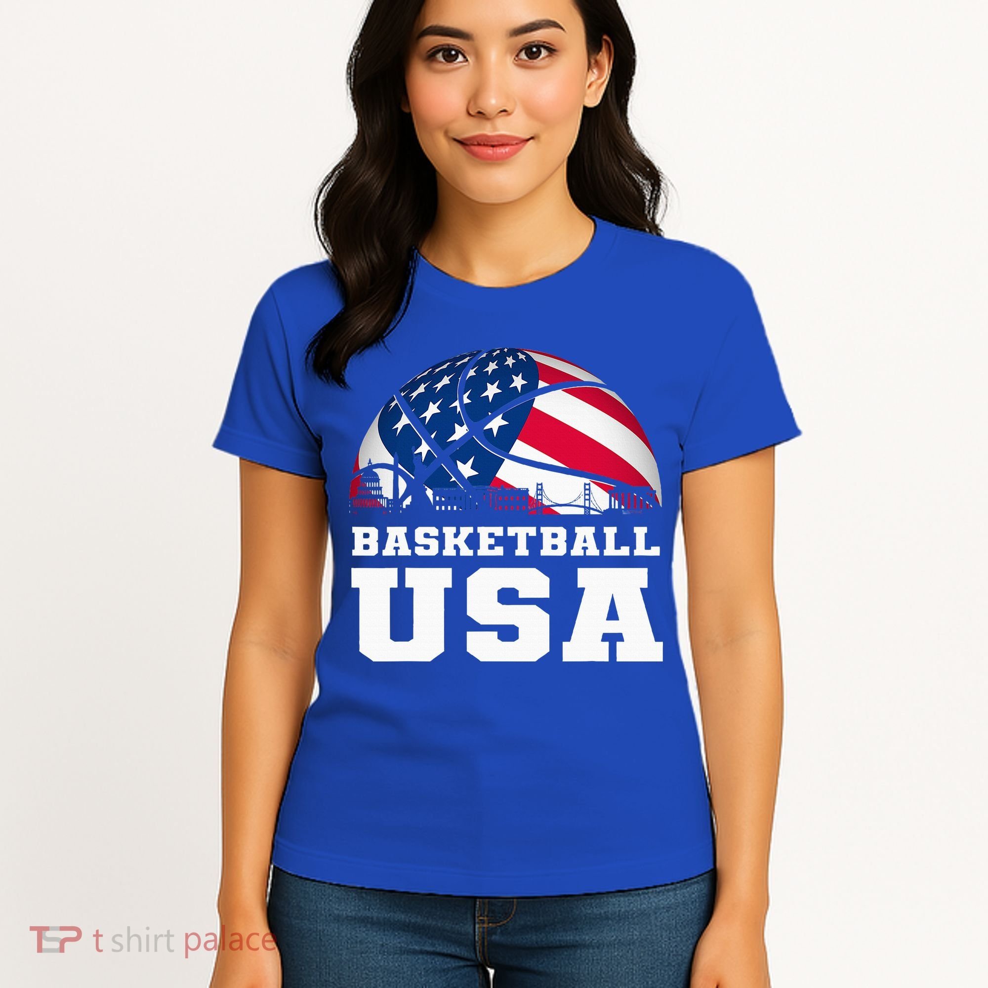 Basketball Usa Support The T.E.A.M U.S.A Flag Dream Women's T-Shirt