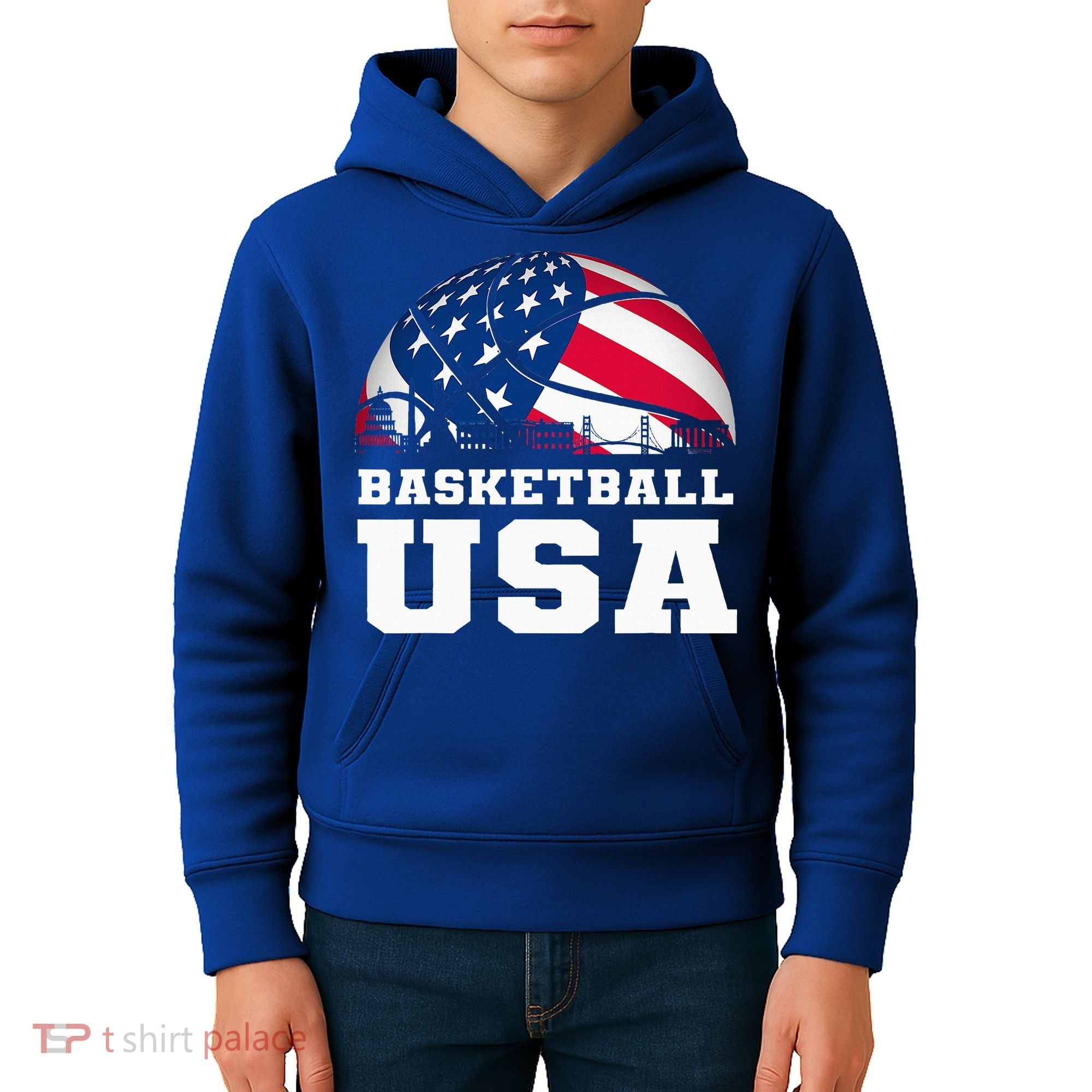 Basketball Usa Support The T.E.A.M U.S.A Flag Dream Kids Hoodie