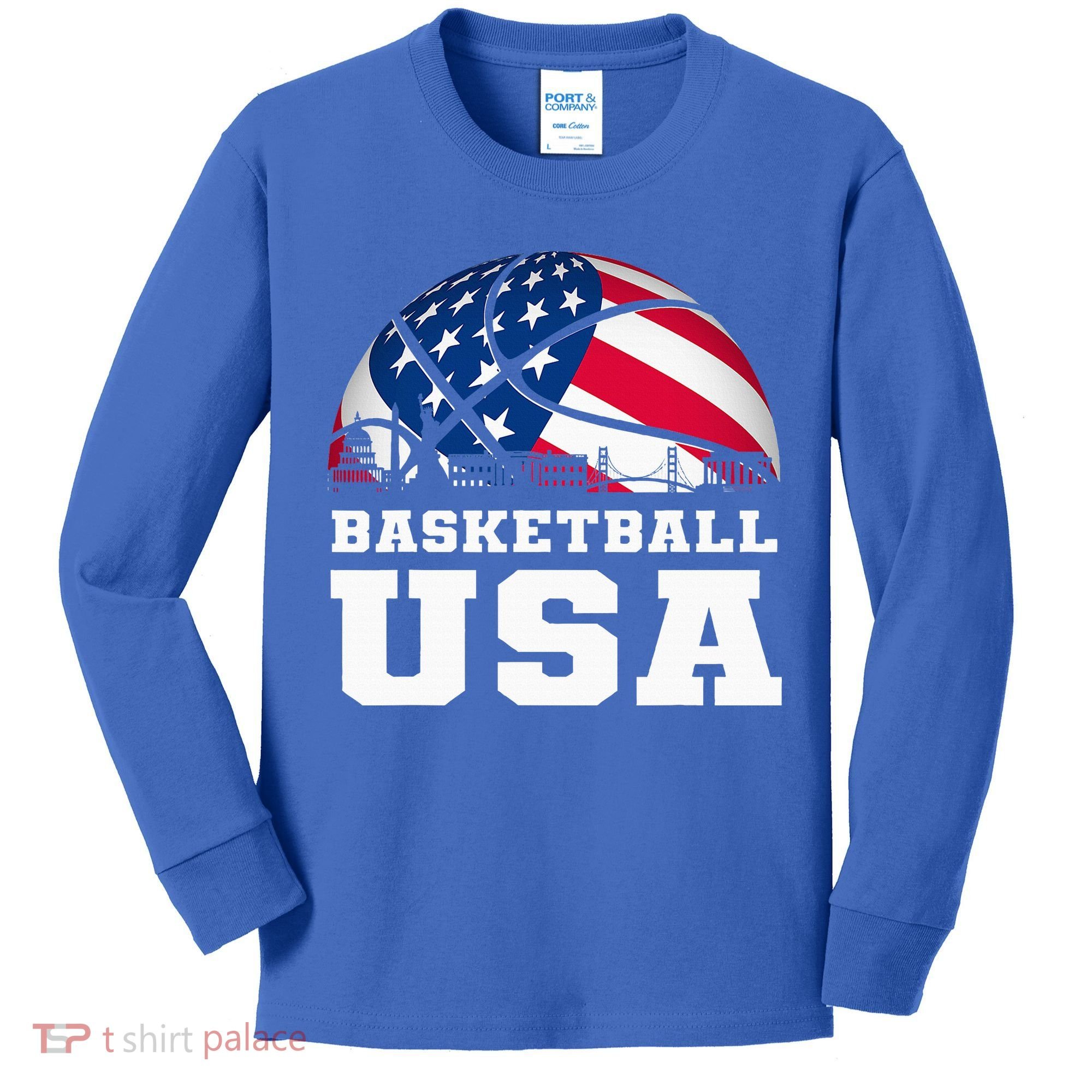 Basketball Usa Support The T.E.A.M U.S.A Flag Dream Kids Long Sleeve Shirt