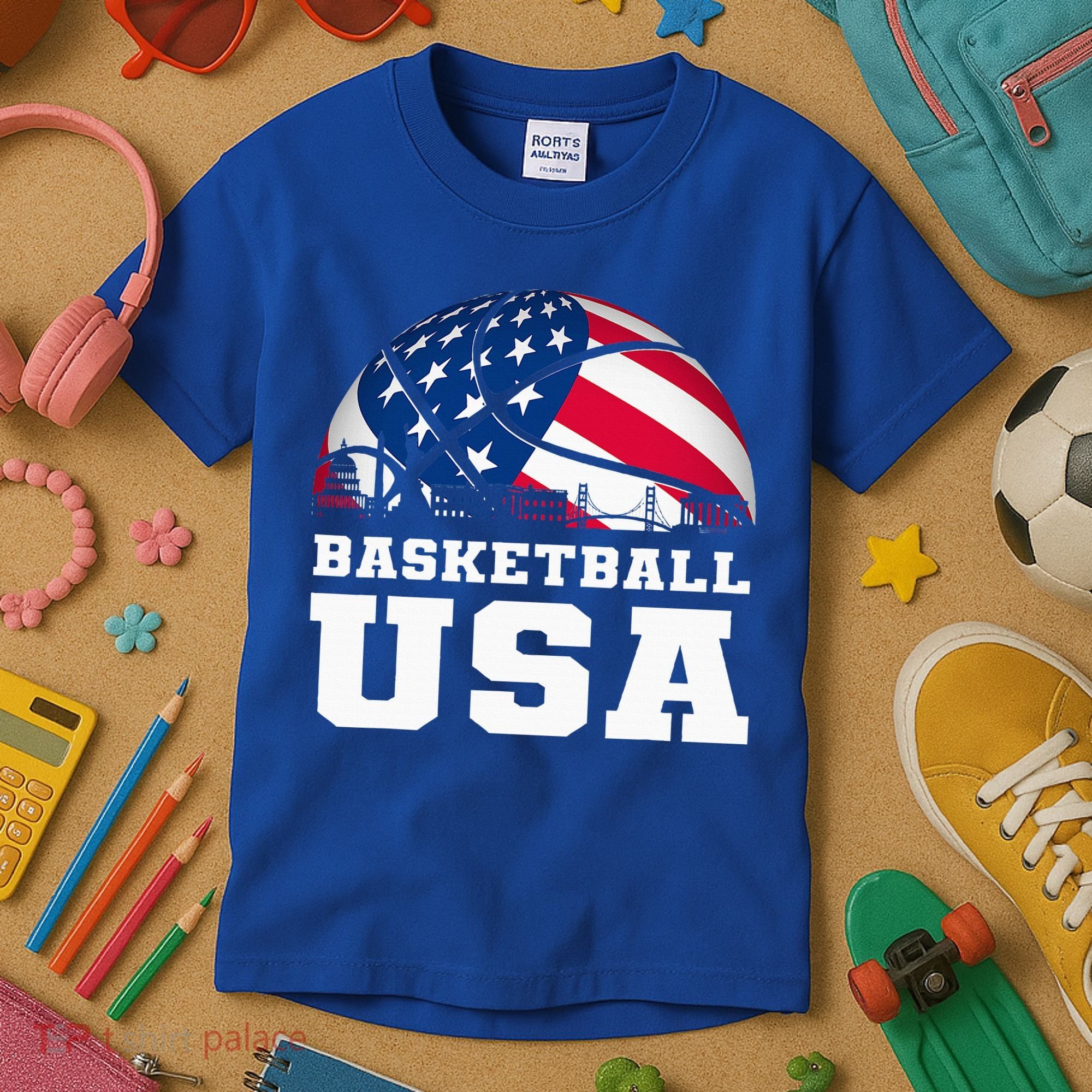 Basketball Usa Support The T.E.A.M U.S.A Flag Dream Kids T-Shirt
