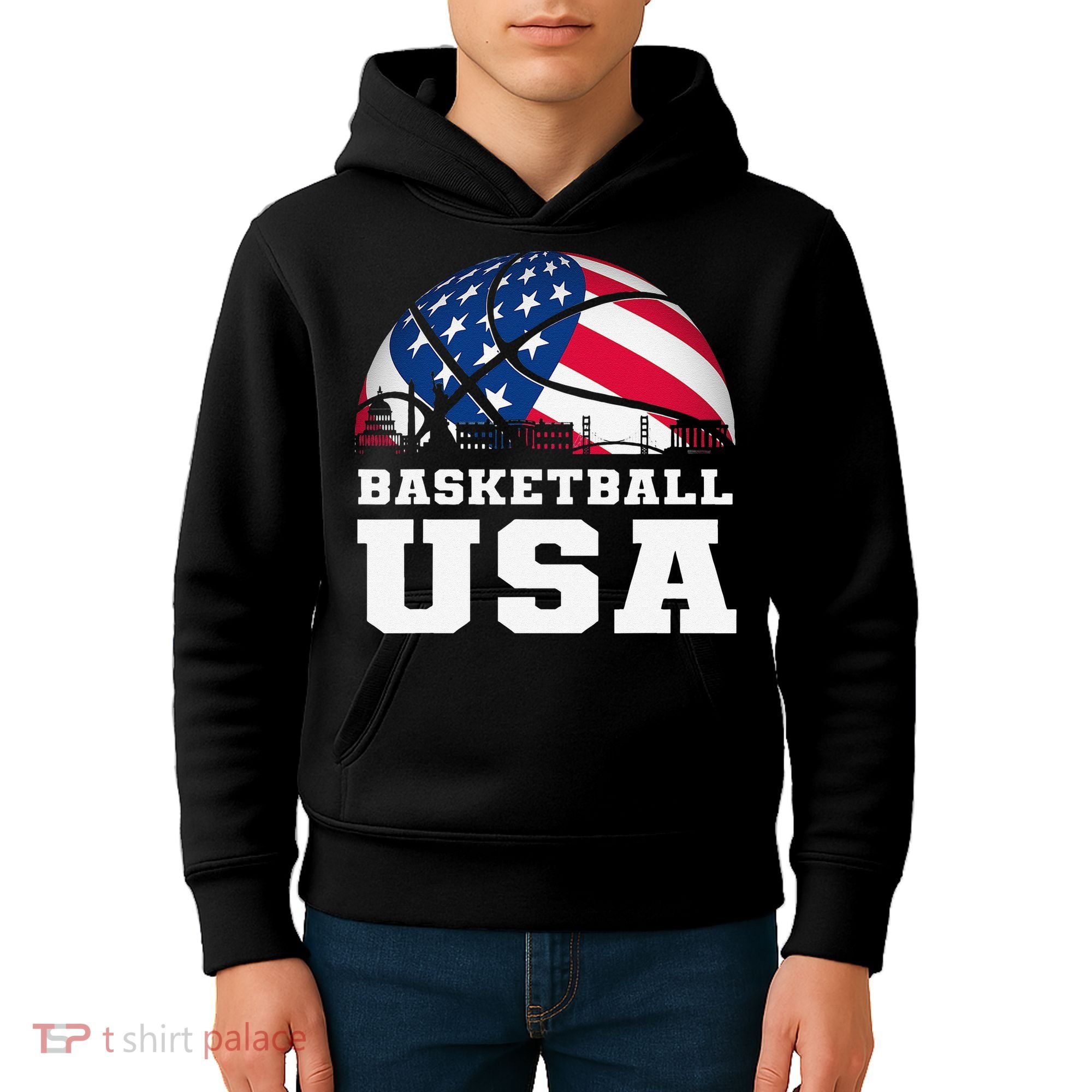 Basketball USA Support the Team USA Flag Dream Kids Hoodie