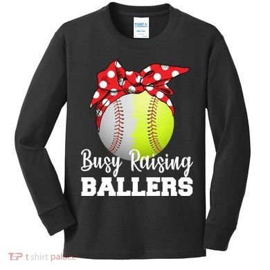 Busy Raising Ballers Kids Long Sleeve Shirt