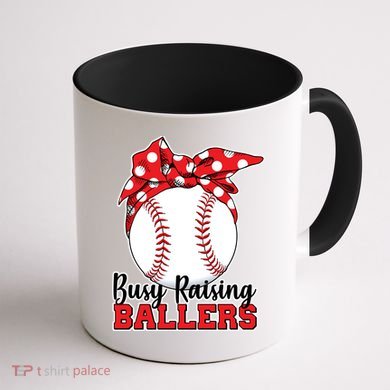 Busy Raising Ballers Baseball Parents Coffee Mug back