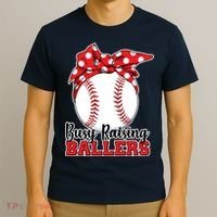 Busy Raising Ballers Baseball Parents T-Shirt thumb 3