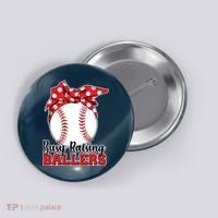 Busy Raising Ballers Baseball Parents Button thumb 0