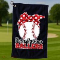 Busy Raising Ballers Baseball Parents Golf Towel thumb 1