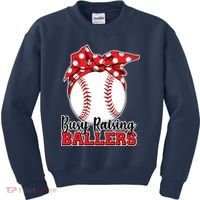 Busy Raising Ballers Baseball Parents Kids Sweatshirt thumb 0