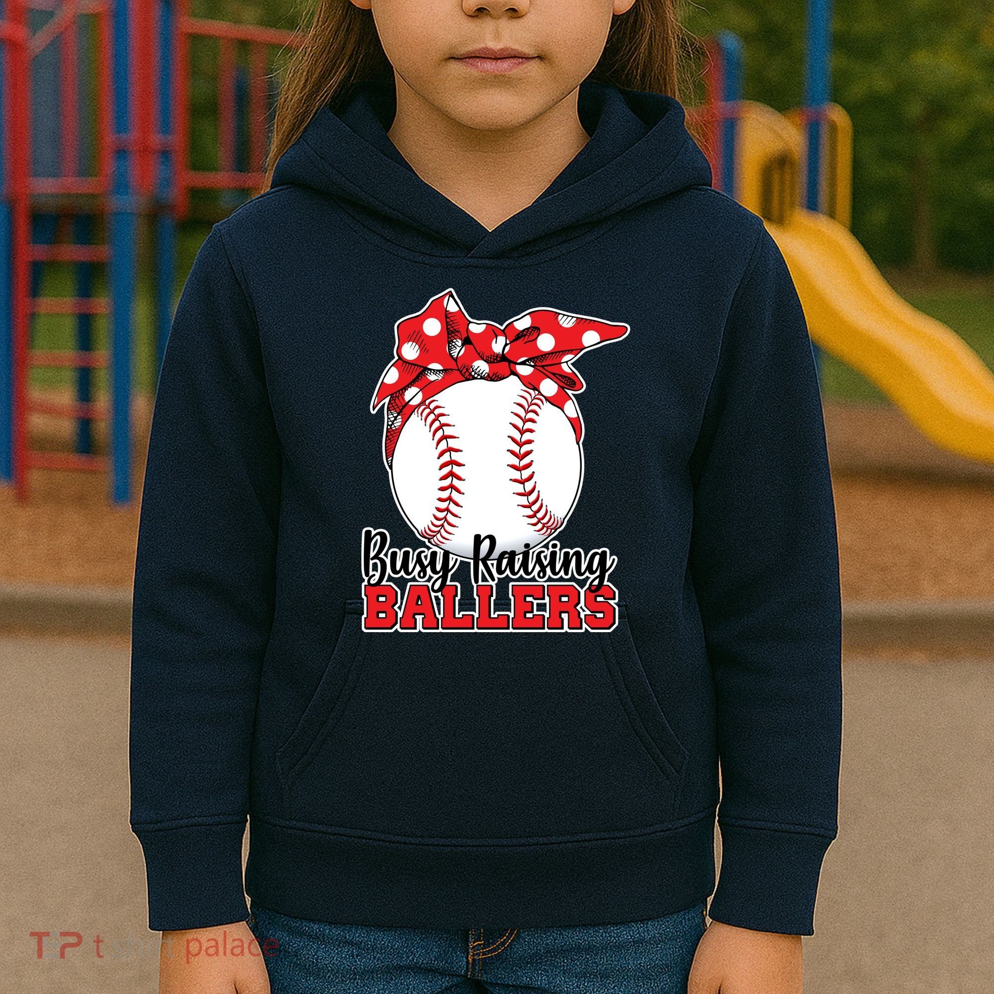 Busy Raising Ballers Baseball Parents Kids Hoodie
