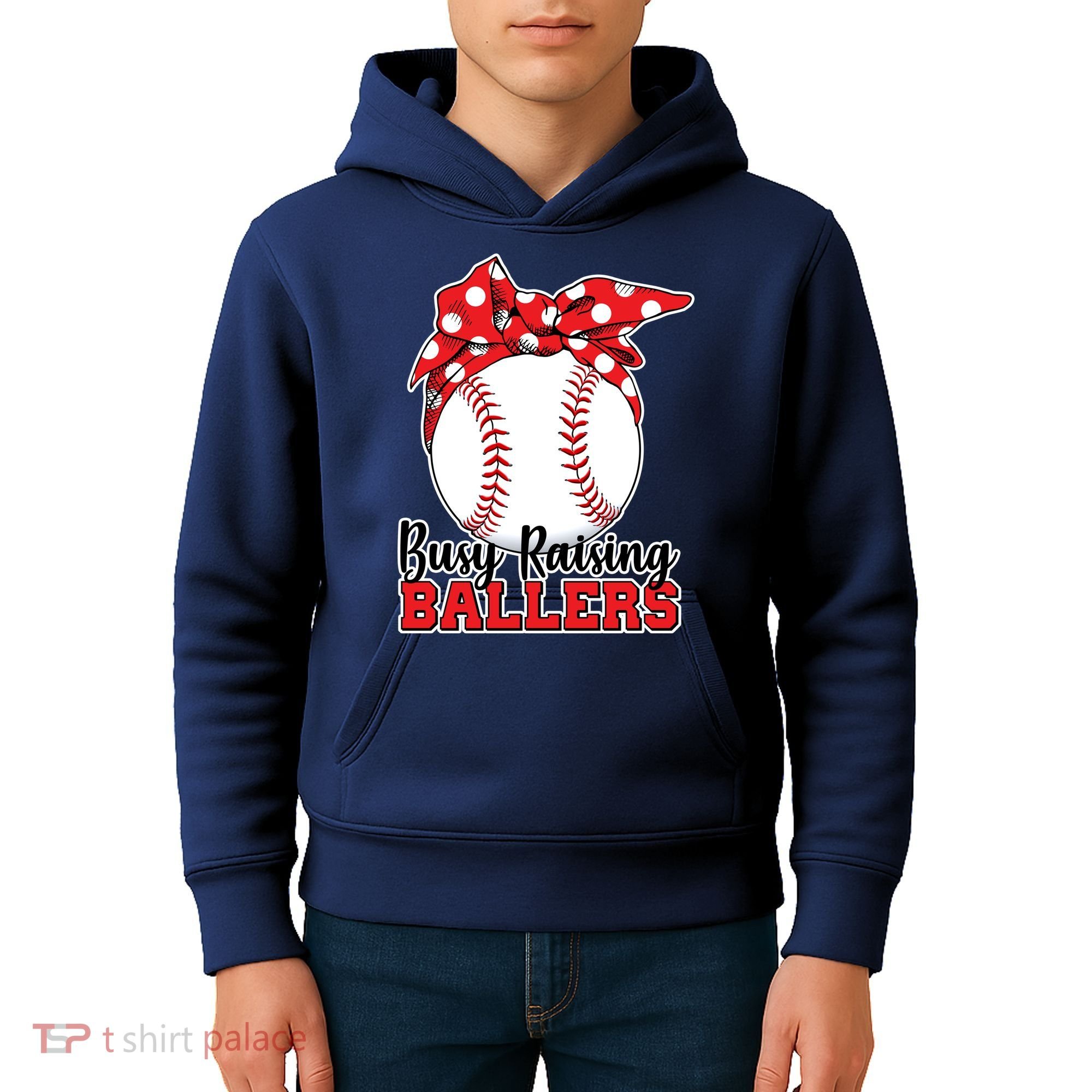 Busy Raising Ballers Baseball Parents Kids Hoodie