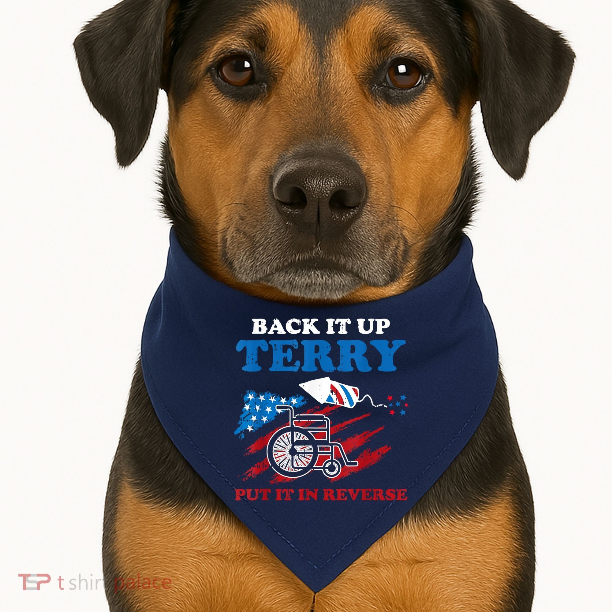 Back Up Terry Put It In Reverse 4th Of July Funny Patriotic USA-Made Doggie Bandana
