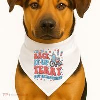 Back Up Terry Put It In Reverse Firework Funny 4th Of July Shirts USA-Made Doggie Bandana thumb 1