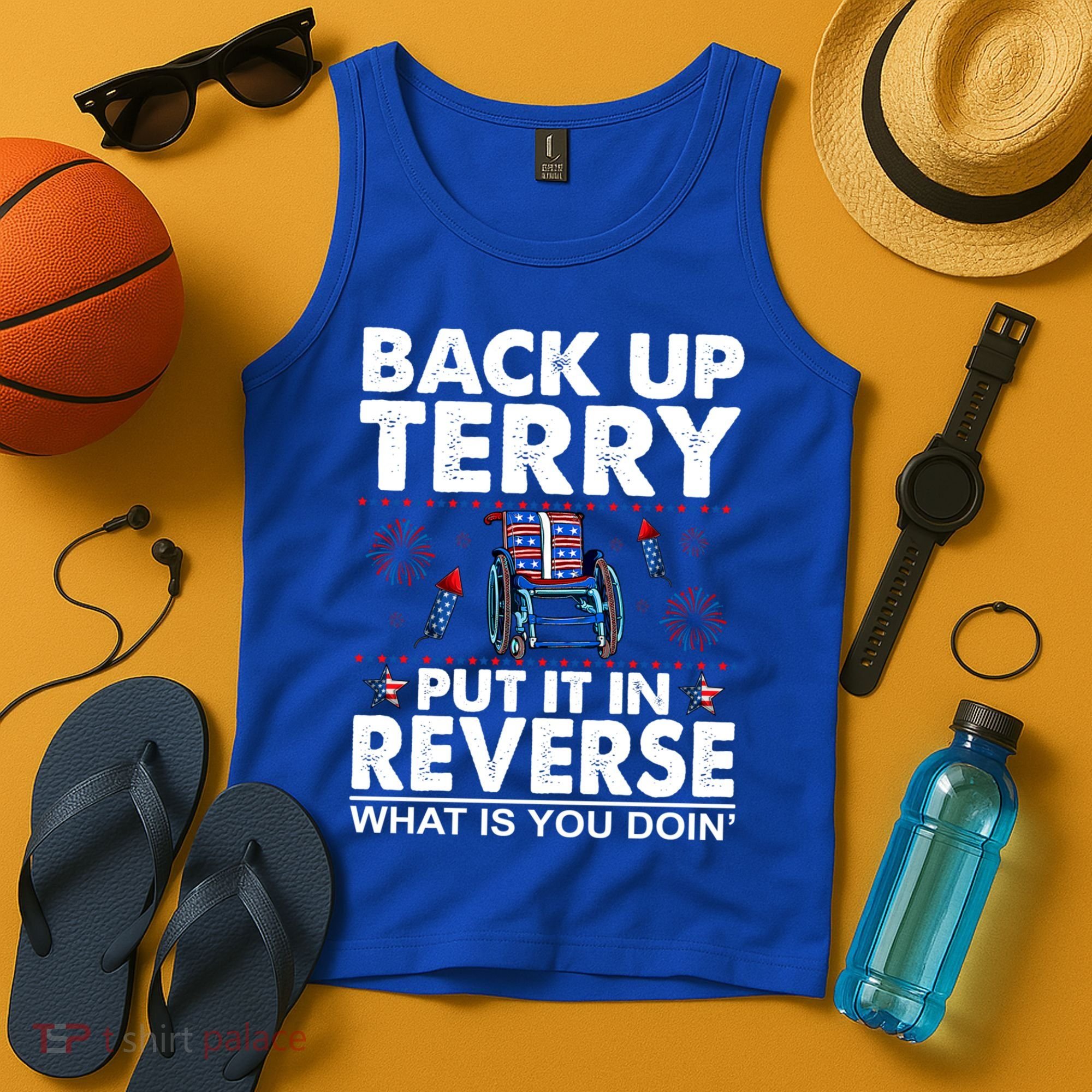 Back Up Terry Put It In Reverse Firework Funny 4th Of July Tank Top