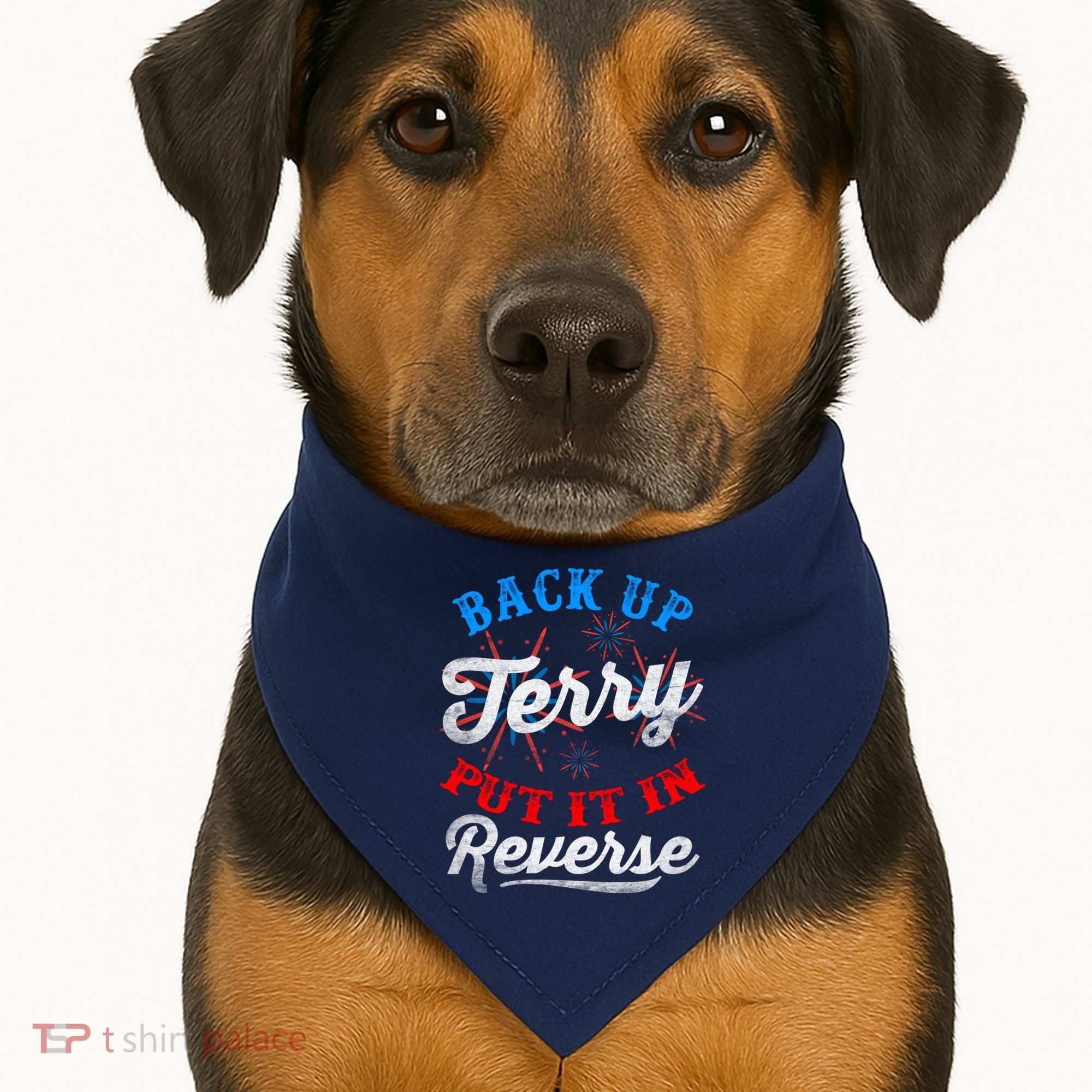 Back Up Terry Put It In Reverse Firework Funny 4th Of July USA-Made Doggie Bandana